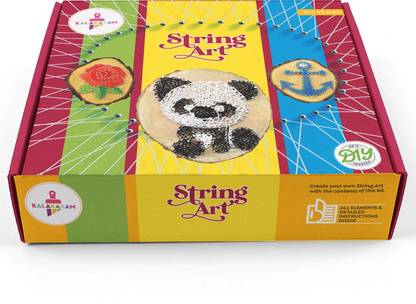 Kalakaram Wooden Panda String Art Kit, Nails and Strings Making Art Kit, DIY Hobby Kit