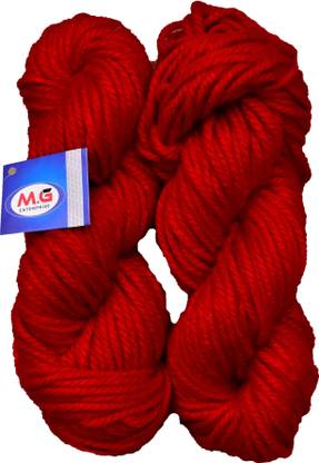 M.G Enterprise JP Red (200 gm) Knitting Yarn Thick Chunky Wool Hank Hand knitting wool / Art Craft soft fingering crochet hook yarn, needle knitting yarn thread dyed.