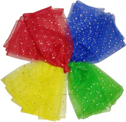 PRANSUNITA Decoration Golden Dot Print Mesh Net Fabric -Size 85 x 42 inch Each for Packing
