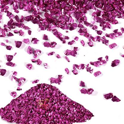 Tiptop Decoration Crushed Glass Glitter Flakes for Art and Craft (100 Grams)(1-3mm) (Pink Ruby)