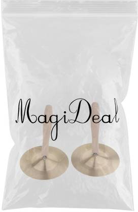 Lyla 1 Pair Copper Drum Cymbals Musical Instrument Toy with Wooden Handles for Kids C