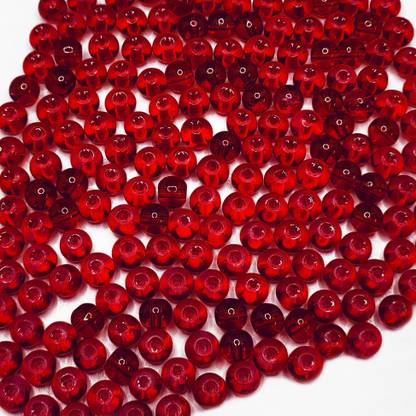 INDIKONB 6mm Red Glass Pearl Beads for Jewellery Making (Pack of 300)