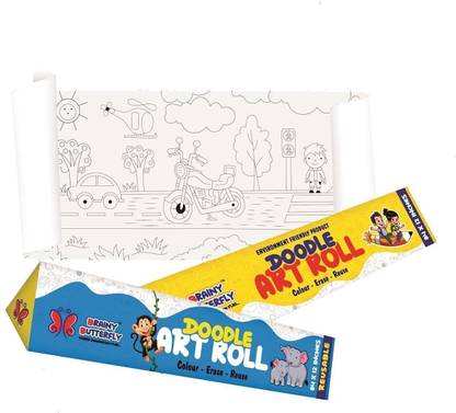 Brainy butterfly Reusable Doodle Art Roll | Coloring Sheet | Wheel World Cartoon Based Theme