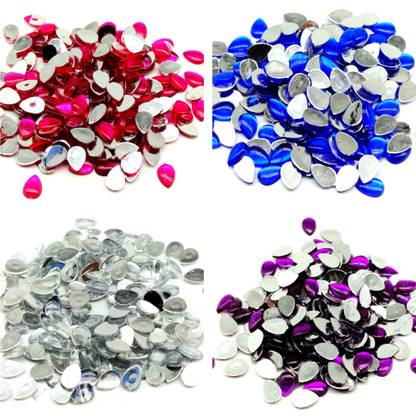 BALA Drop Shape Kundan Stone Combo2 for Jewellery Making Designing Art Craft 10*8mm