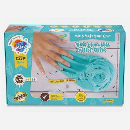 DIYScience Mint Chocolate Butter Slime Kit, Scented Glue, Activator, Butter Clay & Toppings