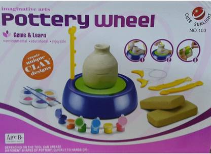 AS TRADERS Electric Battery Operated Pottery Wheel Set Clay Pot Making Machine Game POT_57