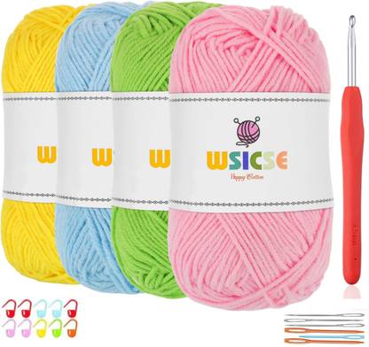 Qroof 4 PCS Crochet Thread for Crochet and Knitting