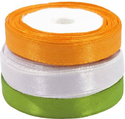 ASIAN HOBBY CRAFTS Tricolour Satin Ribbon (Pack of 3), DIY Craft Making Ribbon
