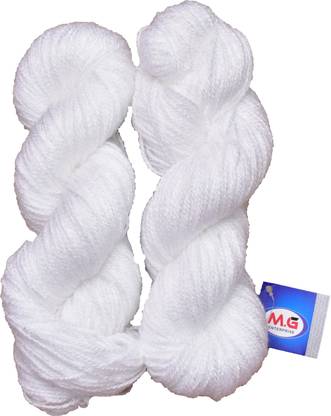 M.G Enterprise Rabit Excel White (200 gm) Wool Hank Hand knitting wool / Art Craft soft fingering crochet hook yarn, needle knitting yarn thread dyed