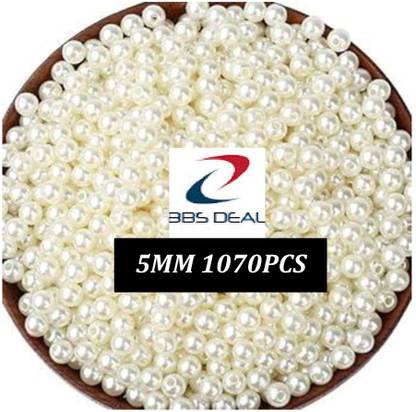 BBS DEAL Cream Pearl (5mm) 1080 pcs Moti, Craft Pearl Beads for Beading and Crafts (5mm)