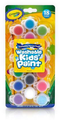 CRAYOLA Washable Kid's Paint Pots with One Brush Classic and Bold (18 Count)