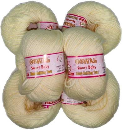 Oswal wool Smart Baby Wool Hand Knitting Soft Fingering Crochet Hook Colour White 6pcs (150gms) 25gm Each Ball Cream Shade no.1