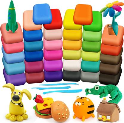Shopex DIY Colourful Non-Toxic Modeling Clay Set Air Dry Bouncing Clay with Tools