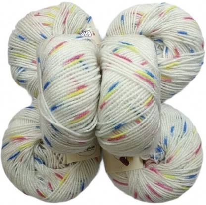 RCB Vardhman Acrylic Knitting Wool/Yarn Multi Shaded White 02 (Pack of 6) Baby Soft Wool Ball Hand Knitting Wool/Art Craft Soft Fingering Crochet Hook Yarn, Needle Knitting Yarn Thread Dyed