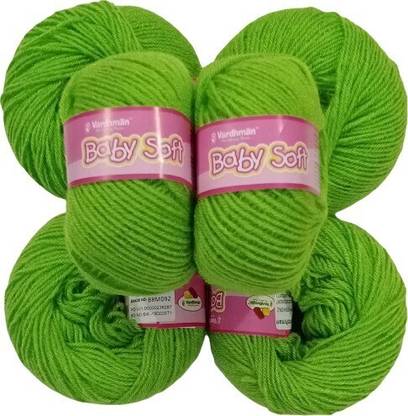वर्धमान वूल Yarn Baby Soft Wool for Hand Knitting Fingering Crochet Hook (Parrot Green) -Shade no.BBM092 200 gm Pack of (8)