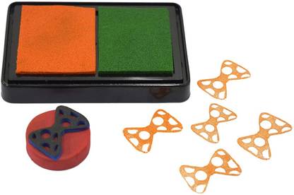 ASIAN HOBBY CRAFTS Dual Color Ink Pads Fingerprint Ink (Green/Orange)