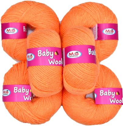 Simi Enterprise 100% Acrylic Wool Orange 6 Pc Baby Wool 4 ply Wool -AB Art-HE