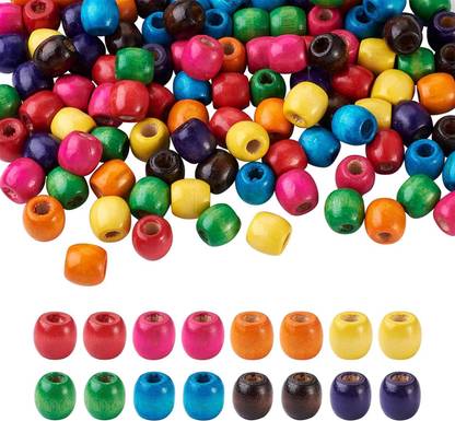 DIY Crafts 130 Large Hole Wooden Barrel Spacer Bead Natural Wood Dreadlock Hair Braid Beads