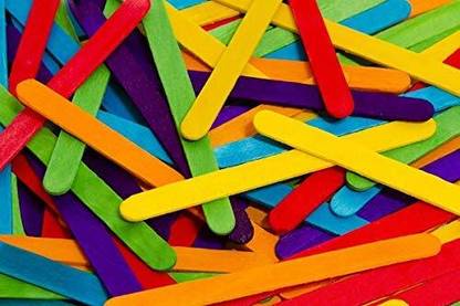 Swikaar Colourful/Multicolour Ice-Cream Sticks for Art/Craft/DIY Activities 100 PC DF2