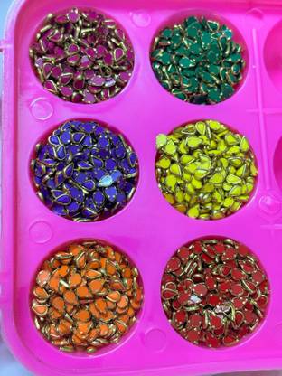 Vishaan Drop Shape Matt Stones 6 Colors Kit With Storage Box & Fabric Glue - 600 Pcs