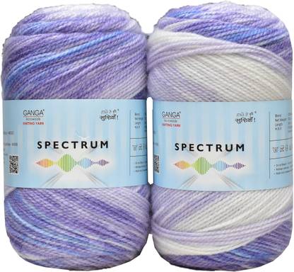 KNIT KING Ganga Spectrum K_K Purple white (300 gm) Wool Ball Hand knitting wool