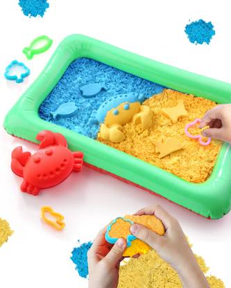 इंटेलीस्किल्स 3-in-1 Magic Kinetic Sand with Mould Shapes | Art & Craft Activity Kit for Kids