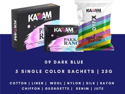 KADAM Pakka Rang Permanent Fabric Dye Colour | Shade No.09: Dark Blue | 25g Pack