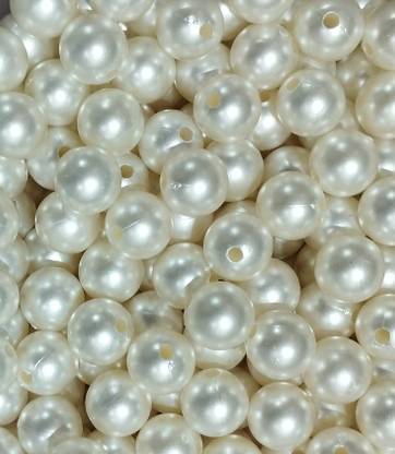 RUHAILA 12 MM BIG SIZE OFF WHITE PEARL PLASTIC BEADS FOR JWELLERY ART & CRAFT 100 PCS