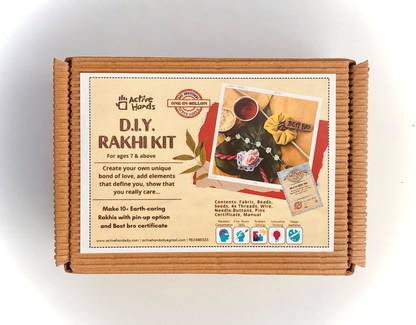 Active hands Eco friendly Rakhi Making Kit make & gift 10 different styles with seeds, beads, fabric