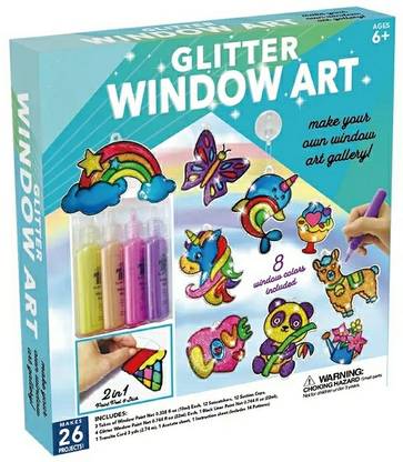 radhey preet 26Models Glitter Window Art in Stained Glass Effect Acrylic & Crafts Kit RP310