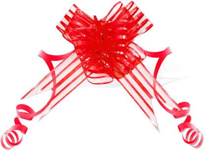 De-Ultimate Pack of 10 Pcs (Size:50mm) Red Tissue Pull Bow Flower Ribbon For Gift Wrapping