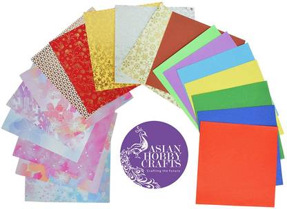 ASIAN HOBBY CRAFTS Multi Color Origami Paper : Pack of 150 Sheets : Size 150 x 150mm (Assorted)