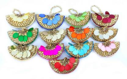 Indian Petals Half Round Latkan Buti For Art-Craft or Decor, 25Pcs, Multi-Color