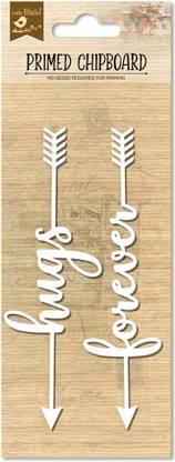 LITTLE BIRDIE Primed Chipboard Hugs Forever 11 X 2.75cm 2pc (Pack of 2)