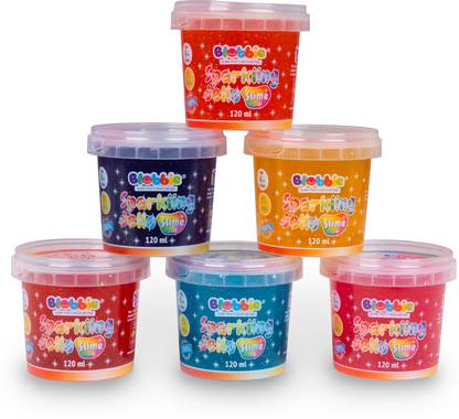 Blobbie Sparkling Jello Slime Set 6|Colors Glitter Slime|Scented|Non-Sticky Non-Toxic|4+