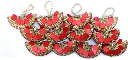 Indian Petals Half Round Latkan Buti For Art-Craft or Decor, 25Pcs, Red