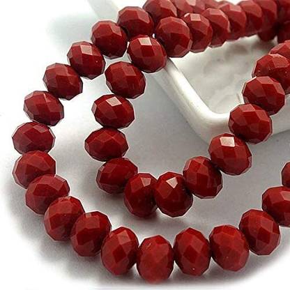 PriyaBeads Pack of 3 Strings 6mm Maroon Solid Opaque Color Rondelle Crystal Glass Beads