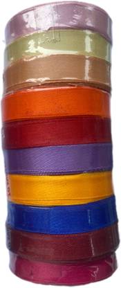 CIKONZA Half inches multi colour satin ribbon for embroidery and decorative purposes..
