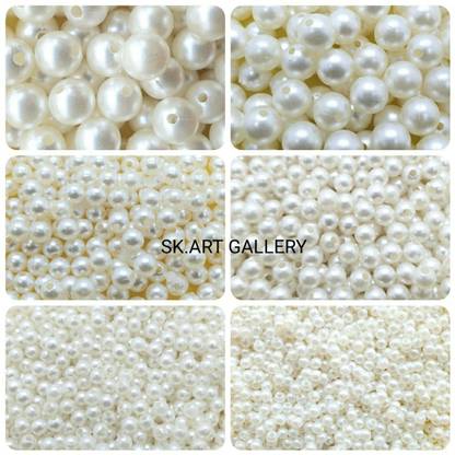 SK ART GALLERY 6 different shapes off white pearl beads, total beads 3150pieces.