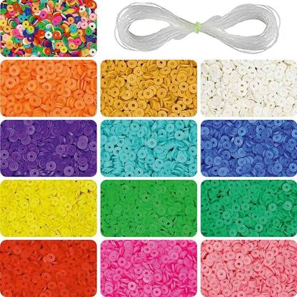 INDIKONB Colorful Polymer Clay Disc Beads - 8mm, Pack of 13 for Bracelets & Jewelry