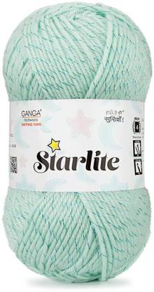 JEFFY Cotton Starlite 99% Anti Pill Yarn (Aqua Blue Shade no-9, 200 Gram)