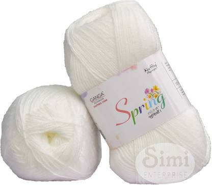 Simi Enterprise GAN GA pring White 200 gm Wool Ball Hand knitting wool -K Art-AEGI