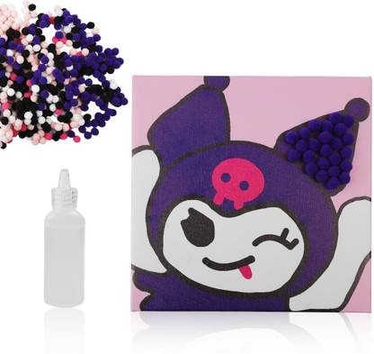 HASTHIP DIY Kuromi Fine Motor Pom Poms Arts Craft for Kids NA 7.87 inch x 7.87 inch Painting