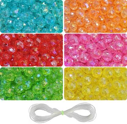 INDIKONB Rainbow 8mm Briolette Tyre Shape Crystal Beads Finding Spacer Beads