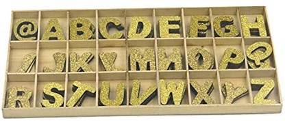 R H lifestyle Glitter Wooden Letters Alphabets Set (of 4 Each) Art & Craft with Storage Tray
