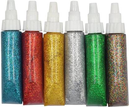 ASIAN HOBBY CRAFTS Glitter Sparkle Glue Tubes, Mini multi (6 Tubes, 5ml)