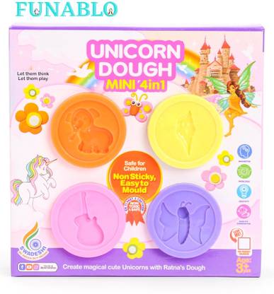 FUNABLO Unicorn Dough Mini 4in1 Modelling, Shaping and Sculpting Kit