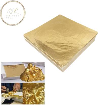 ask vark wala ask 25 Sheets Imitation Gold Leaf for Arts, Multipurpose ,x-34