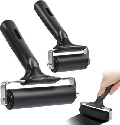 SERPLEX Two Sizes Reusable Art Craft Ink Roller Kit Art Crafting Ink Printmaking Reusable Rubber Roller Tools Paint Roller