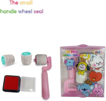 AMUSING Best quality Hand Wheel 3 Different type of Roller Seal Stamp with Inkpad